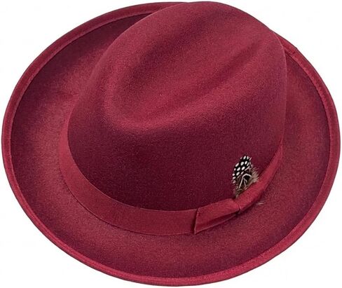 قبعة فيدورا للنساء، قبعة بنما كلاسيكية قصيرة الحافة مع شريط من الريش، 56-58 سم in Kuwait