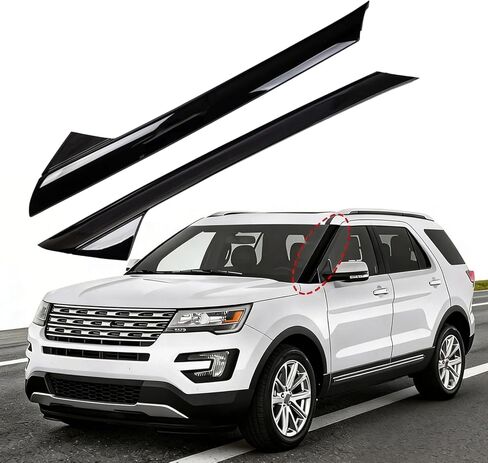 طقم حواف قولبة على شكل عمود متوافق مع Ford Explorer 2011-2019، ملحقات غطاء عمود الزجاج الأمامي لنافذة الباب، الجزء الخارجي والداخلي من الجانب الأيسر والأيمن وشريط لوحة زخرفة عمود in Kuwait