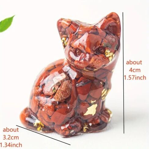 Generic Crystal Stone Lovely Cat Resin Figurine - Epoxy Animal Statue for Home, Office, Desk & Car Decoration, Sleeping Cat Statue, Healing Crystal, Multicolor in Saudi Arabia