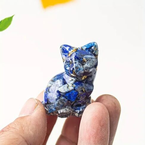 Generic Crystal Stone Lovely Cat Resin Figurine - Epoxy Animal Statue for Home, Office, Desk & Car Decoration, Sleeping Cat Statue, Healing Crystal, Multicolor in Saudi Arabia