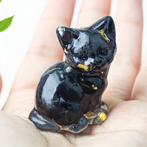 Generic Crystal Stone Lovely Cat Resin Figurine - Epoxy Animal Statue for Home, Office, Desk & Car Decoration, Sleeping Cat Statue, Healing Crystal, Multicolor in Saudi Arabia