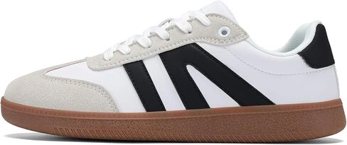 AoSiFu Women's Fashion Sneakers Suede Leather Walking Shoes for Women Classic Lace-Up Tennis Shoes Non Slip Comfort Skate Shoes in Kuwait