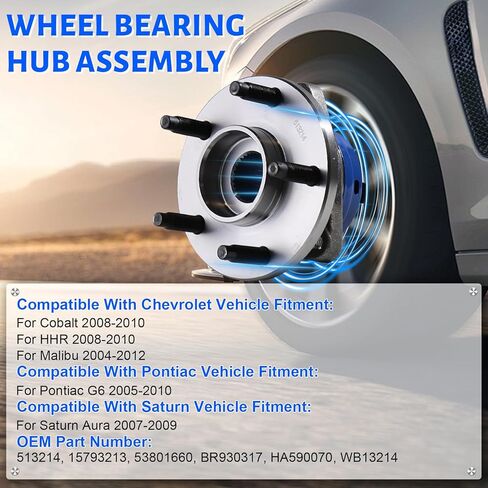 513214 Front Wheel Bearing Hub Assembly with 5 Lug ABS Compatible with Chevy Cobalt 2008-2010,Fit for Malibu 2004-2012,Fit for Pontiac G6 2005-2010,Fit for Saturn Aura 2007-2009 in Kuwait