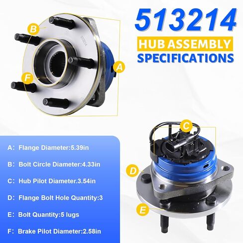 513214 Front Wheel Bearing Hub Assembly with 5 Lug ABS Compatible with Chevy Cobalt 2008-2010,Fit for Malibu 2004-2012,Fit for Pontiac G6 2005-2010,Fit for Saturn Aura 2007-2009 in Kuwait
