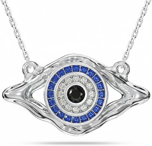 Evil Eye Necklace for Women, Sterling Silver Gold Evil Eye Necklace with 16K Gold Plated, Third Eye Pendant Protection Jewelry Gifts for Women on Birthday Anniversary for Wife Girlfriend Her in Kuwait
