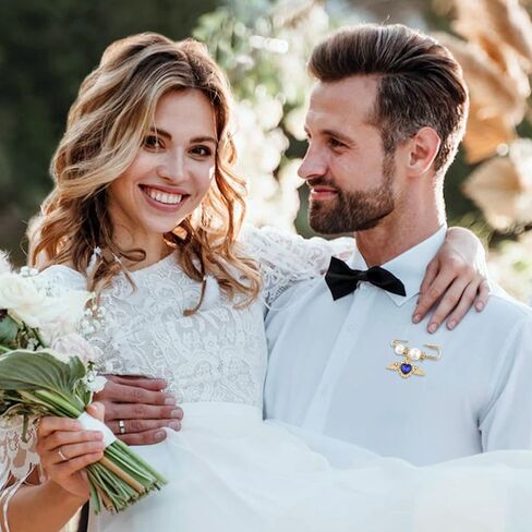 شيء أزرق هدية للعروس - أجنحة الملاك الباروكية قلادة على شكل قلب أزرق باقة الزفاف، هدايا الزفاف المسيحية وهدايا دش الزفاف من صديق الأم والأخت، دبوس يمكن ربطه بسهولة بالباقة والفستان in Kuwait