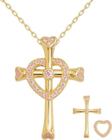 URTHEONE Moissanite Cross Necklace for Women, 925 Sterling Silver 14KGold Plated Necklaces with Sparkling Moissanite Pendant, Faith Women's Jewelry, Trendy Gift for Women Mom Friend in Saudi Arabia