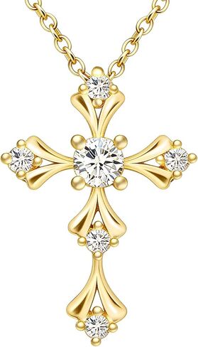 URTHEONE Moissanite Cross Necklace for Women, 925 Sterling Silver 14KGold Plated Necklaces with Sparkling Moissanite Pendant, Faith Women's Jewelry, Trendy Gift for Women Mom Friend in Saudi Arabia