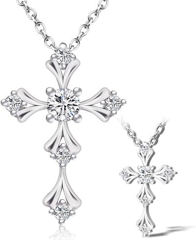 URTHEONE Moissanite Cross Necklace for Women, 925 Sterling Silver 14KGold Plated Necklaces with Sparkling Moissanite Pendant, Faith Women's Jewelry, Trendy Gift for Women Mom Friend in Saudi Arabia