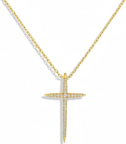 URTHEONE Moissanite Cross Necklace for Women, 925 Sterling Silver 14KGold Plated Necklaces with Sparkling Moissanite Pendant, Faith Women's Jewelry, Trendy Gift for Women Mom Friend in Saudi Arabia