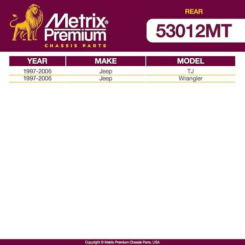 أجزاء الهيكل الفاخرة من Metrix - شريط المسار الخلفي يناسب 1997-2006 Jeep TJ، 1997-2006 Jeep Wrangler، بديل DS1461، صنع في أوروبا in Saudi Arabia