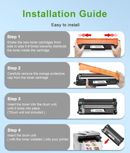 خراطيش حبر TN229XL أرجواني TN229XLM بديلة عالية الإنتاجية لحبر Brother TN229 TN 229 TN-229XL متوافق مع طابعات Brother HL-L3280CDW HL-L3220CW MFC-L3720CDW MFC-L3780CDW (عبوة واحدة) in Kuwait
