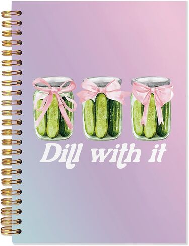 دفتر يوميات المخللات المضحكة، دفاتر ملاحظات بجرة المخللات الوردية Coquette لتدوين الملاحظات، دفاتر هدايا لعشاق المخللات للكتابة، الشبت معها دفتر ملاحظات حلزوني مخلل 5.5 × 8.3 بوصة in Kuwait