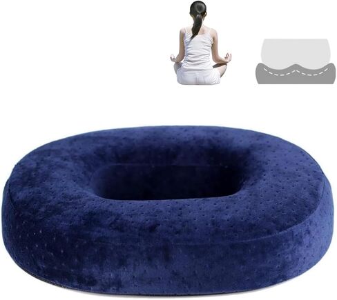 Donut Seat Cushion Orthopedic Memory Foam Cushion for Haemorrhoid and Piles Sufferers, Coccyx Pain, Post Natal and Post Surgery Pain Relief for Wheelchair, Car Seat Or Office (Navy) in Kuwait