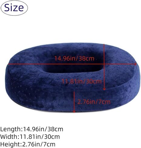Donut Seat Cushion Orthopedic Memory Foam Cushion for Haemorrhoid and Piles Sufferers, Coccyx Pain, Post Natal and Post Surgery Pain Relief for Wheelchair, Car Seat Or Office (Navy) in Kuwait