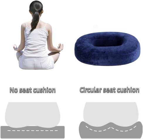 Donut Seat Cushion Orthopedic Memory Foam Cushion for Haemorrhoid and Piles Sufferers, Coccyx Pain, Post Natal and Post Surgery Pain Relief for Wheelchair, Car Seat Or Office (Navy) in Kuwait