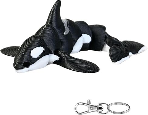 سلسلة مفاتيح Orca مفصلية مطبوعة ثلاثية الأبعاد - Orca Fidget الرائعة - تتضمن سلسلة مفاتيح بمشبك جراد البحر - الحوت القاتل in Saudi Arabia