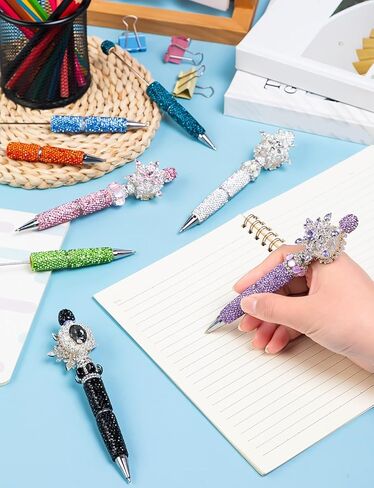 Glitter Beadable Pens, 38Pcs Full Rhinestone Fancy Pens for Beads, Diamond Beaded Pen Kit for DIY Craft Making Christmas Birthday Favor(Multicolor) in Kuwait