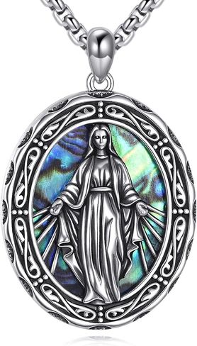 MONGAS Protection Necklace Sterling Silver Virgin Mary/Artemis/St Michael/Jesus/Praying Angel/St Dymphna Necklace Religious Jewelry Gifts for Women Men in Saudi Arabia