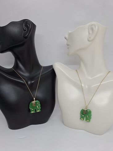 GREEN Jade Elephant Ruby Eye 14K Yellow Gold Pendant. 18" Rope Chain 14K Yellow Gold Green Jade Elephant Necklace. Lucky Green Jade Elephant LOVER. in Saudi Arabia