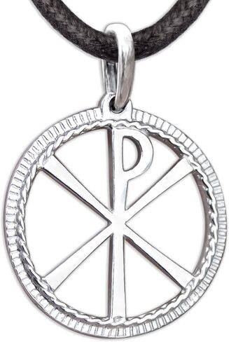 Chi Rho Necklace - 925 Sterling Silver - Cross of Constantine Necklace - Ancient Christogram Pendant - Orthodox Religious Jewelry for Men Women - Handmade in Saudi Arabia