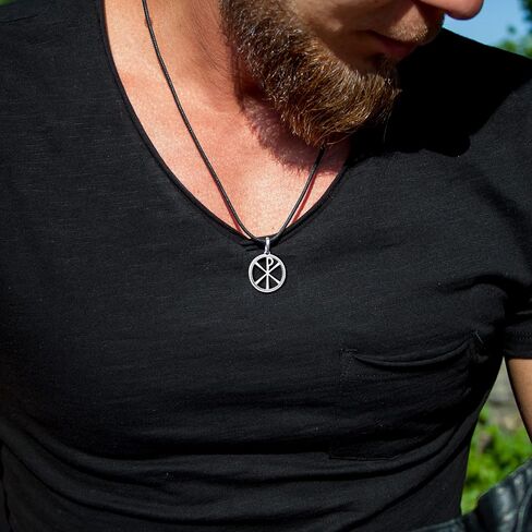 Chi Rho Necklace - 925 Sterling Silver - Cross of Constantine Necklace - Ancient Christogram Pendant - Orthodox Religious Jewelry for Men Women - Handmade in Saudi Arabia