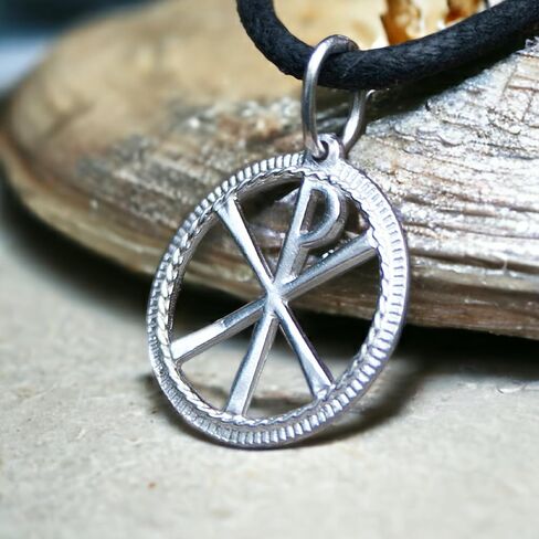 Chi Rho Necklace - 925 Sterling Silver - Cross of Constantine Necklace - Ancient Christogram Pendant - Orthodox Religious Jewelry for Men Women - Handmade in Saudi Arabia