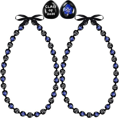 Crowye 2 Pcs 2026 Graduation Ribbon Lei Hand Painted Class of 2026 Hand Lei Flower Adjustable Leis Gift for Celebration in Saudi Arabia