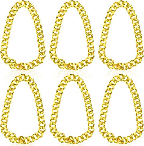 سلسلة ذهبية وهمية كبيرة، 6 قطع سلسلة ذهبية وهمية للرجال، سلاسل قلادة مكتنزة، سلاسل مغني الراب من سبيكة للرجال، مجوهرات تنكرية لحفلات الهيب هوب والهالوين، مجوهرات الهيب هوب مقاس 32 بوصة في التسعينيات in Kuwait