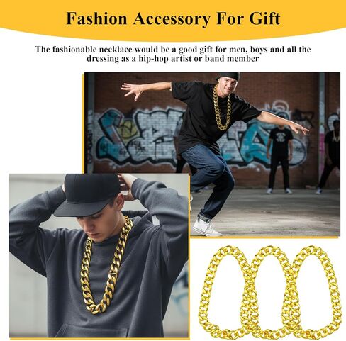 سلسلة ذهبية وهمية كبيرة، 6 قطع سلسلة ذهبية وهمية للرجال، سلاسل قلادة مكتنزة، سلاسل مغني الراب من سبيكة للرجال، مجوهرات تنكرية لحفلات الهيب هوب والهالوين، مجوهرات الهيب هوب مقاس 32 بوصة في التسعينيات in Kuwait
