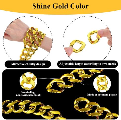 سلسلة ذهبية وهمية كبيرة، 6 قطع سلسلة ذهبية وهمية للرجال، سلاسل قلادة مكتنزة، سلاسل مغني الراب من سبيكة للرجال، مجوهرات تنكرية لحفلات الهيب هوب والهالوين، مجوهرات الهيب هوب مقاس 32 بوصة في التسعينيات in Kuwait