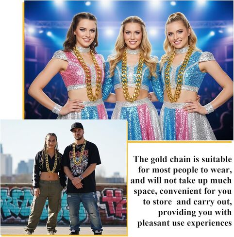 سلسلة ذهبية وهمية كبيرة، 6 قطع سلسلة ذهبية وهمية للرجال، سلاسل قلادة مكتنزة، سلاسل مغني الراب من سبيكة للرجال، مجوهرات تنكرية لحفلات الهيب هوب والهالوين، مجوهرات الهيب هوب مقاس 32 بوصة في التسعينيات in Kuwait