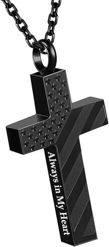 Cremation Jewelry American Flag Cross Urn Necklaces for Men Women Human Ashes Religious Cross Keepsake Memorial Pendant in Kuwait