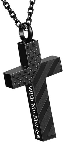 Cremation Jewelry American Flag Cross Urn Necklaces for Men Women Human Ashes Religious Cross Keepsake Memorial Pendant in Saudi Arabia