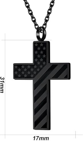 Cremation Jewelry American Flag Cross Urn Necklaces for Men Women Human Ashes Religious Cross Keepsake Memorial Pendant in Saudi Arabia