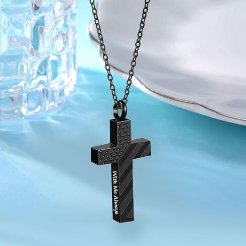 Cremation Jewelry American Flag Cross Urn Necklaces for Men Women Human Ashes Religious Cross Keepsake Memorial Pendant in Saudi Arabia