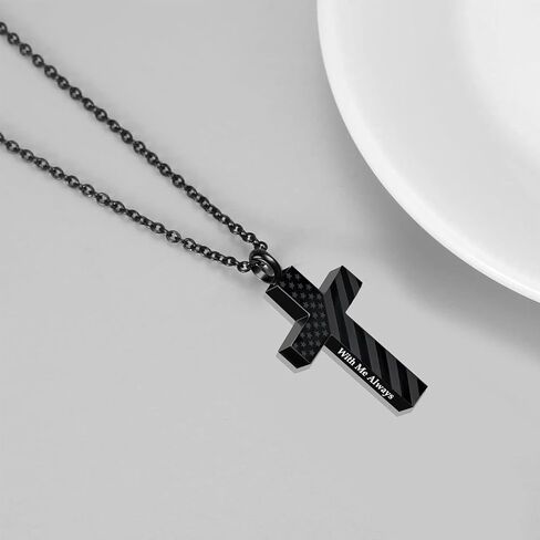 Cremation Jewelry American Flag Cross Urn Necklaces for Men Women Human Ashes Religious Cross Keepsake Memorial Pendant in Saudi Arabia
