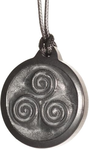 Triskelion Shungite Pendant, Black, Handcrafted Celtic Symbol Amulet, Adjustable Cord 12-26 Inches, 1.5 Inches in Kuwait