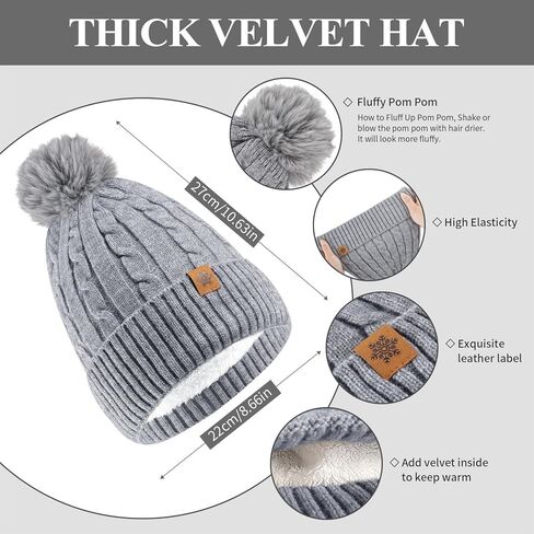 Women's Beanie Hat Scarf Gloves Set Winter Knit Warm Hat, Long Soft Scarf & Touchscreen Gloves for Cold Weather for Outdoor in Saudi Arabia