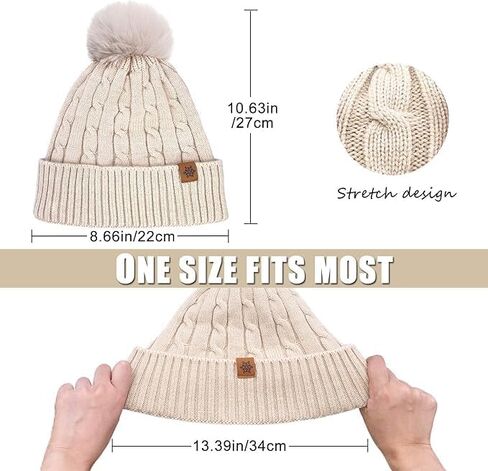 Women's Beanie Hat Scarf Gloves Set Winter Knit Warm Hat, Long Soft Scarf & Touchscreen Gloves for Cold Weather for Outdoor in Saudi Arabia