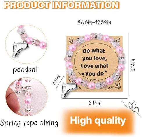 Figure Skating Bracelet for Her Inspirational Positive Gifts Ice Skate Charm Beaded Bracelet Team Skater Skating Gift Ice Skating Prayer Bracelet for Instructor Coach Appreciation Gift Pink in Kuwait