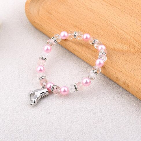 Figure Skating Bracelet for Her Inspirational Positive Gifts Ice Skate Charm Beaded Bracelet Team Skater Skating Gift Ice Skating Prayer Bracelet for Instructor Coach Appreciation Gift Pink in Kuwait