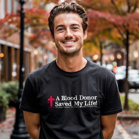 Kerusso Unisex Christian Crewneck Short Sleeve Graphic T-Shirt Cotton Black Blood Donor Cross in Saudi Arabia
