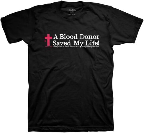 Kerusso Unisex Christian Crewneck Short Sleeve Graphic T-Shirt Cotton Black Blood Donor Cross in Saudi Arabia