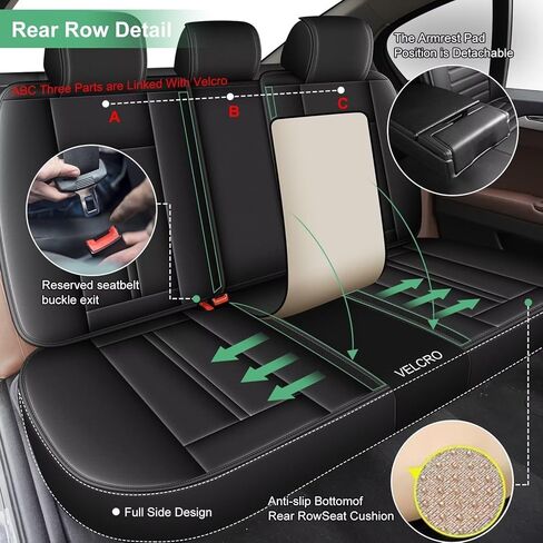Seat Covers Fit for GMC Canyon 2015-2025: 5 Seats Full Set Faux Leather Car Seat Covers Waterproof Automotive Seat Cushion Protector (2 Row 5 Seats, Black) in Saudi Arabia