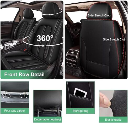 Seat Covers Fit for GMC Canyon 2015-2025: 5 Seats Full Set Faux Leather Car Seat Covers Waterproof Automotive Seat Cushion Protector (2 Row 5 Seats, Black) in Saudi Arabia