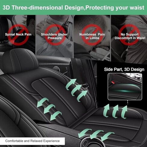 Seat Covers Fit for GMC Canyon 2015-2025: 5 Seats Full Set Faux Leather Car Seat Covers Waterproof Automotive Seat Cushion Protector (2 Row 5 Seats, Black) in Saudi Arabia