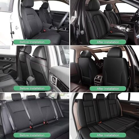 Seat Covers Fit for GMC Canyon 2015-2025: 5 Seats Full Set Faux Leather Car Seat Covers Waterproof Automotive Seat Cushion Protector (2 Row 5 Seats, Black) in Saudi Arabia