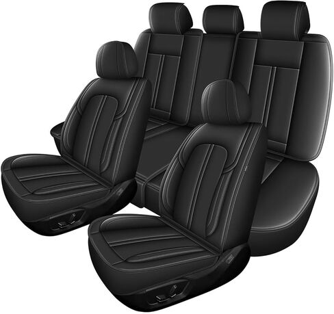 Seat Covers Fit for GMC Canyon 2015-2025: 5 Seats Full Set Faux Leather Car Seat Covers Waterproof Automotive Seat Cushion Protector (2 Row 5 Seats, Black) in Saudi Arabia