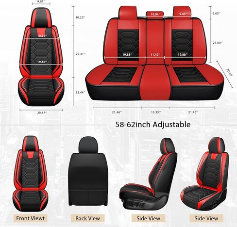 Car Seat Covers Full Set for Volvo S40 2004-2011,Durable Waterproof Luxury Universal,Easy to Install Napa Leather Cover Set for Cars,Full Seats,Black Red in Saudi Arabia